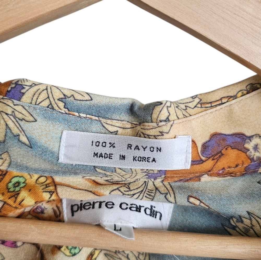 Vintage Pierre Cardin Hawaiian Lua Pin Up Model Button Down Short Sleeve Shirt - Picture 5 of 6